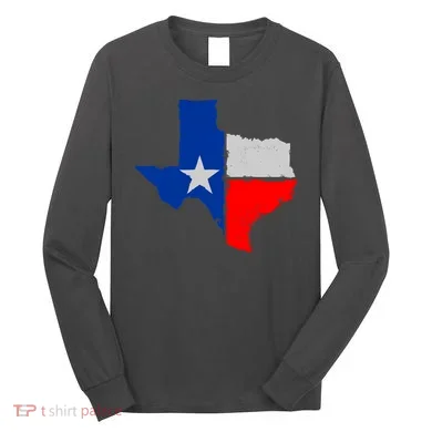 Distressed Texas State Map Flag Long Sleeve Shirt