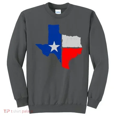 Distressed Texas State Map Flag Sweatshirt