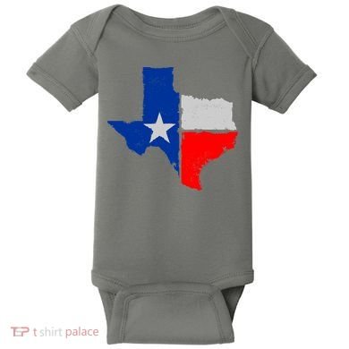 Distressed Texas State Map Flag Baby Bodysuit