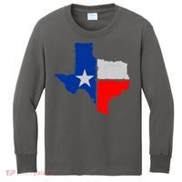 Distressed Texas State Map Flag Kids Long Sleeve Shirt thumb 0