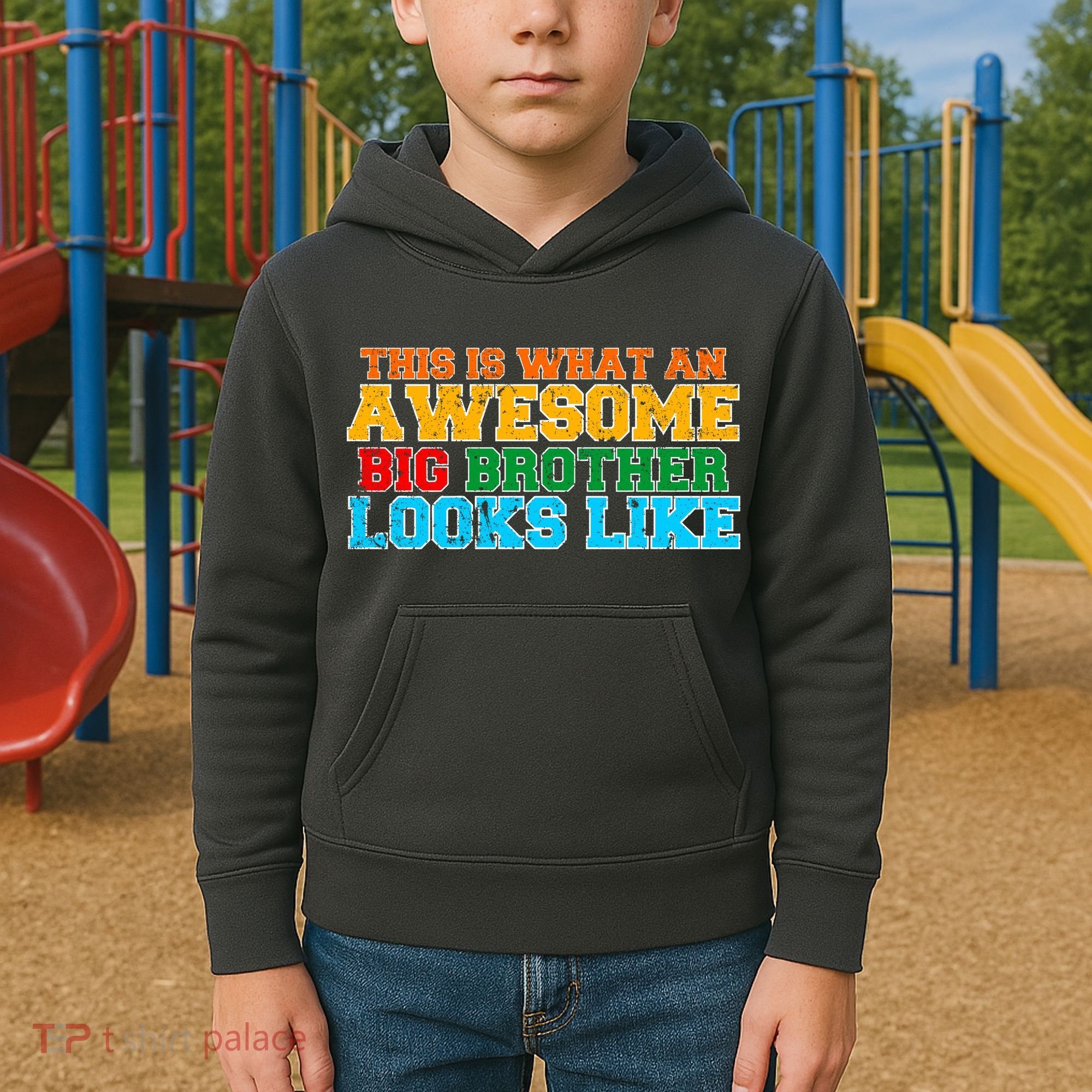 Distressed This is What an Awesome Big Brother Looks Like Kids Hoodie