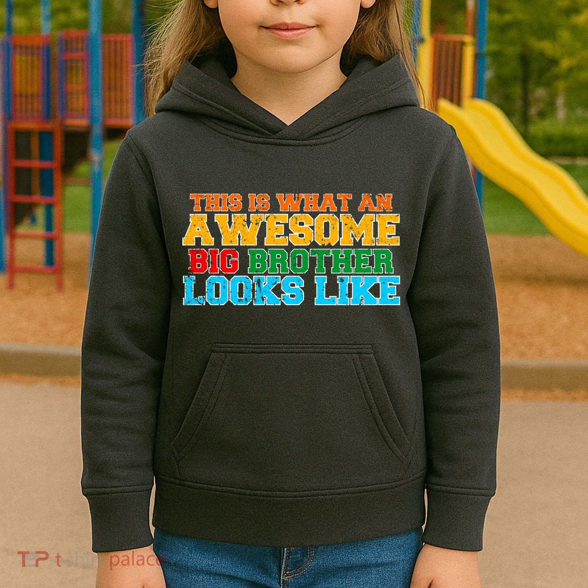 Distressed This is What an Awesome Big Brother Looks Like Kids Hoodie