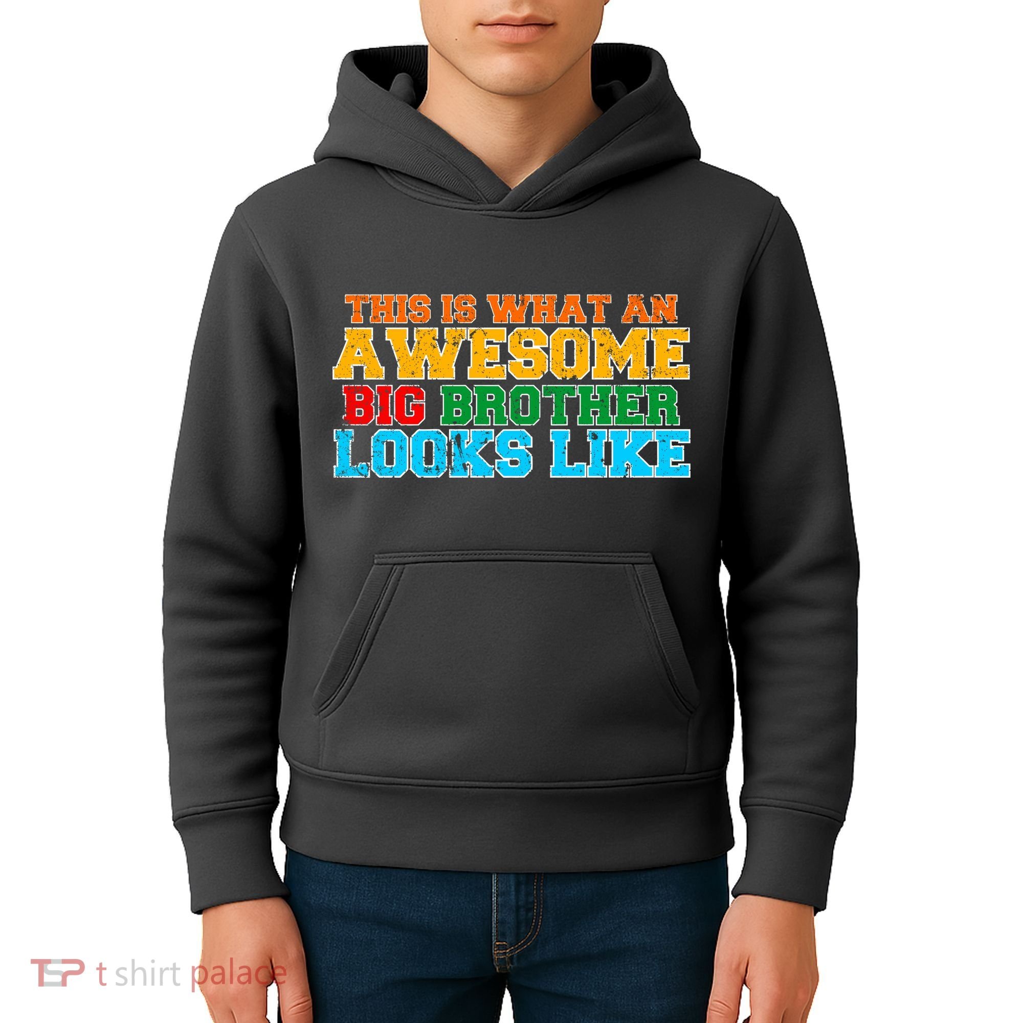 Distressed This is What an Awesome Big Brother Looks Like Kids Hoodie