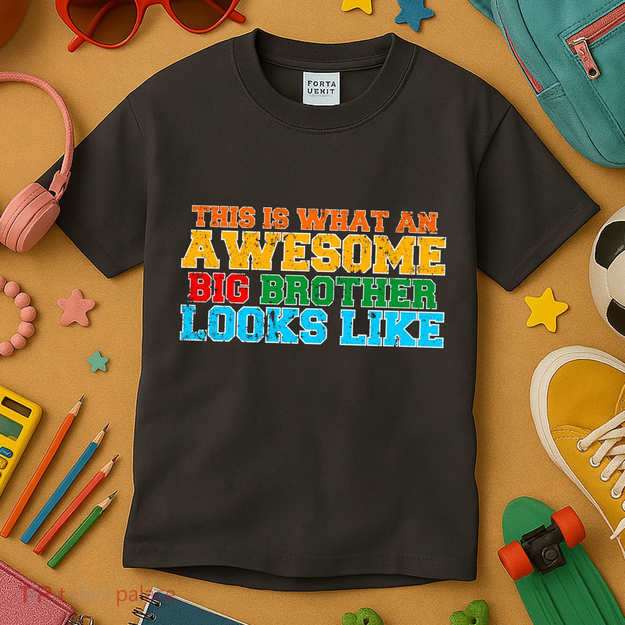 Distressed This is What an Awesome Big Brother Looks Like Kids T-Shirt