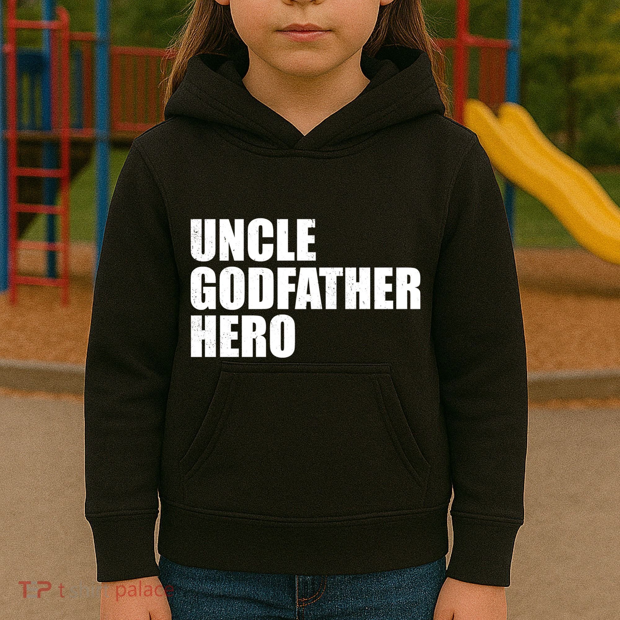 Distressed Uncle Godfather Hero Kids Hoodie