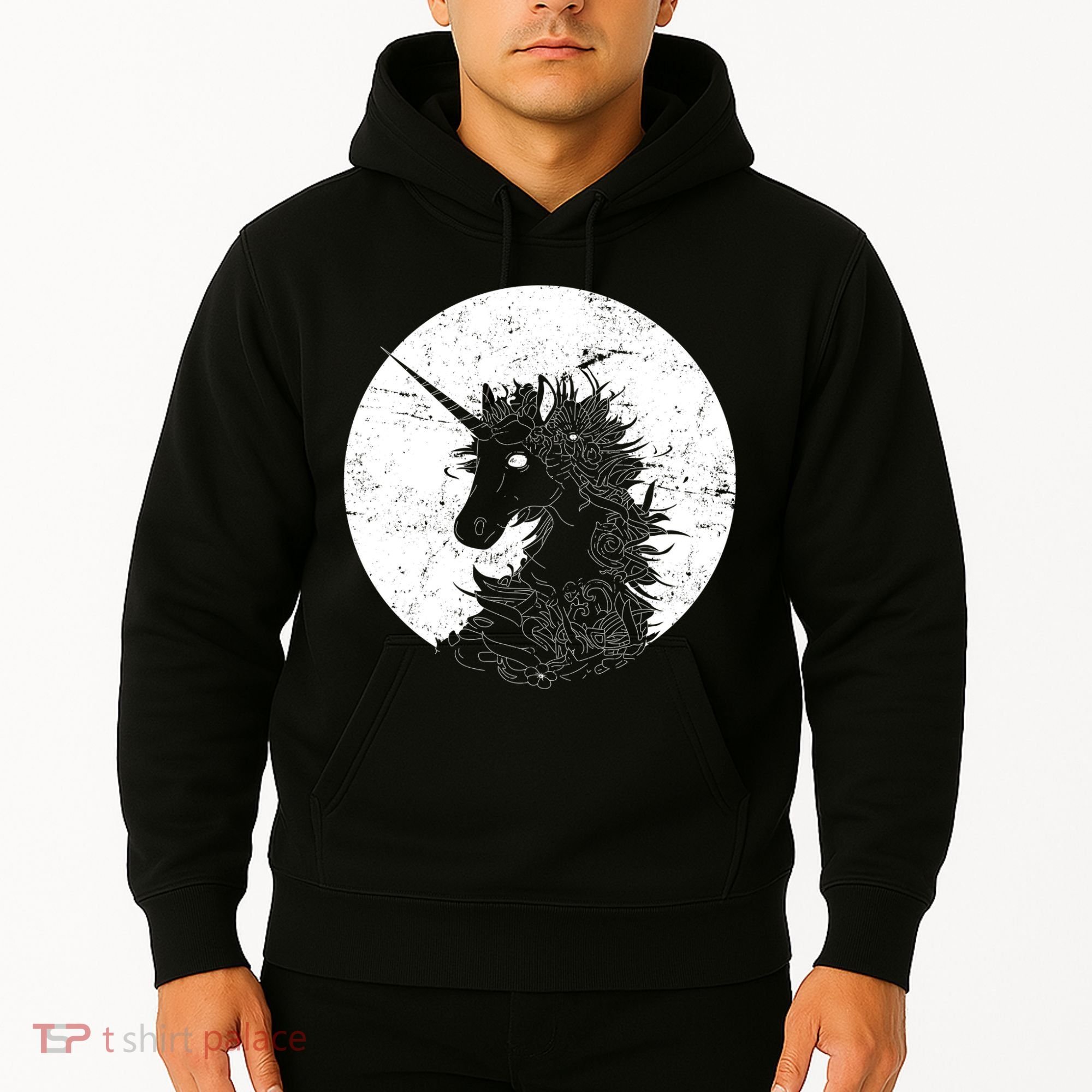 Distressed Unicorn Emblem Hoodie