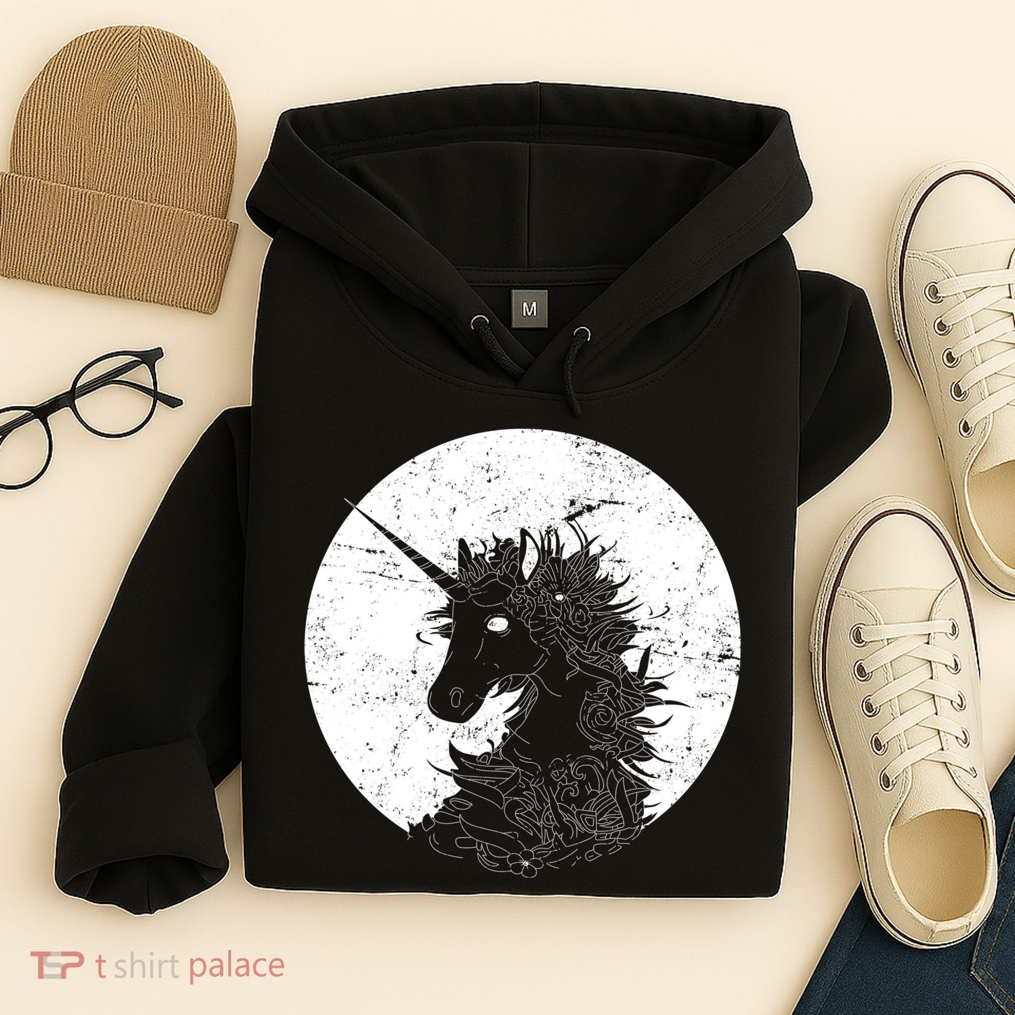 Distressed Unicorn Emblem Hoodie