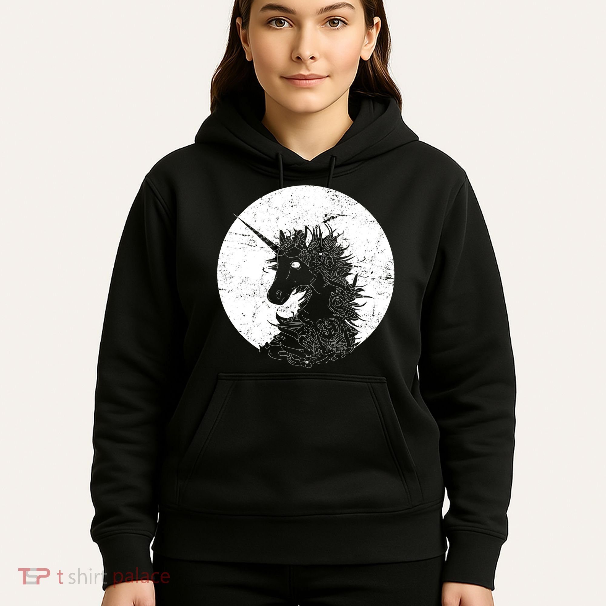 Distressed Unicorn Emblem Hoodie