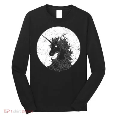 Distressed Unicorn Emblem Long Sleeve Shirt