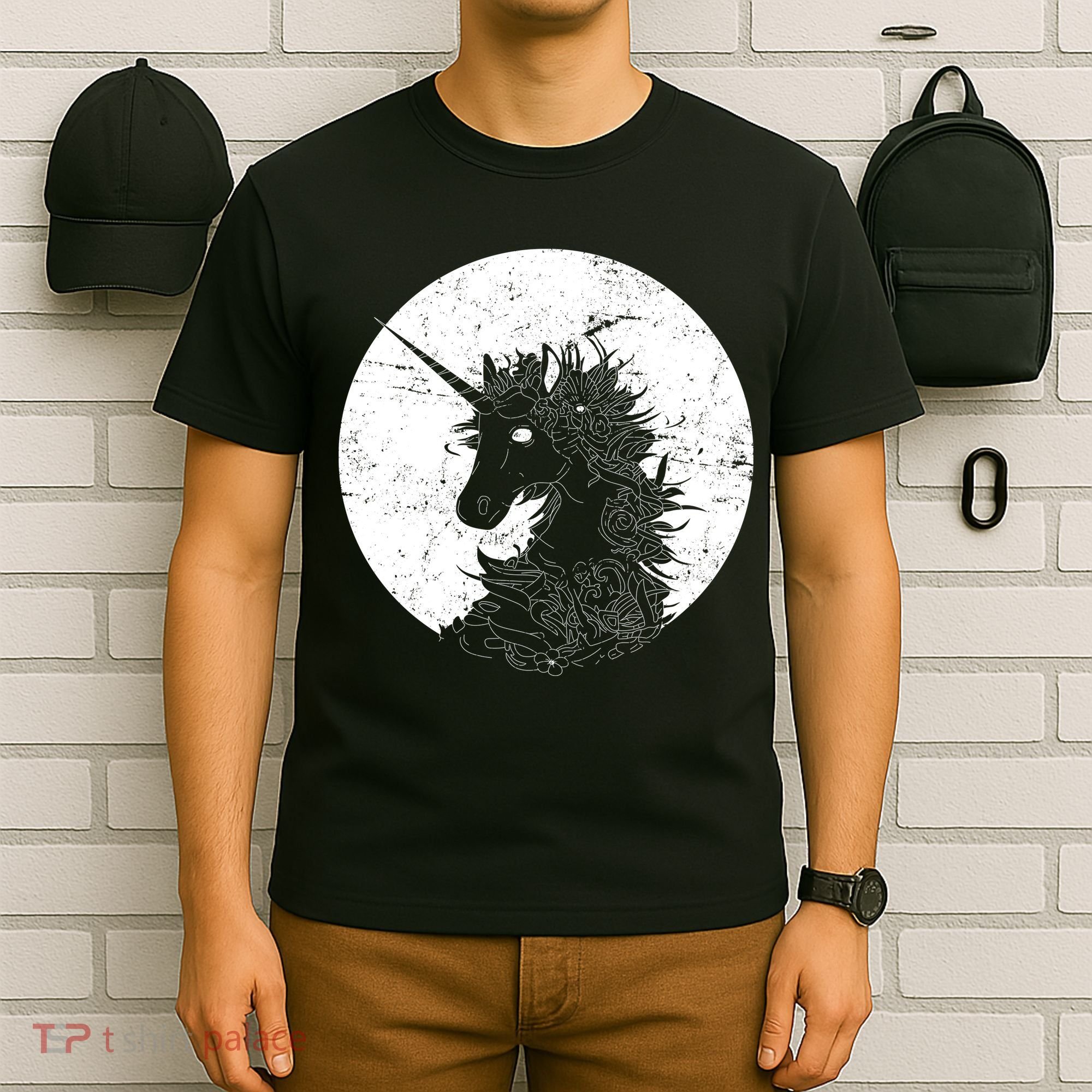 Distressed Unicorn Emblem T-Shirt