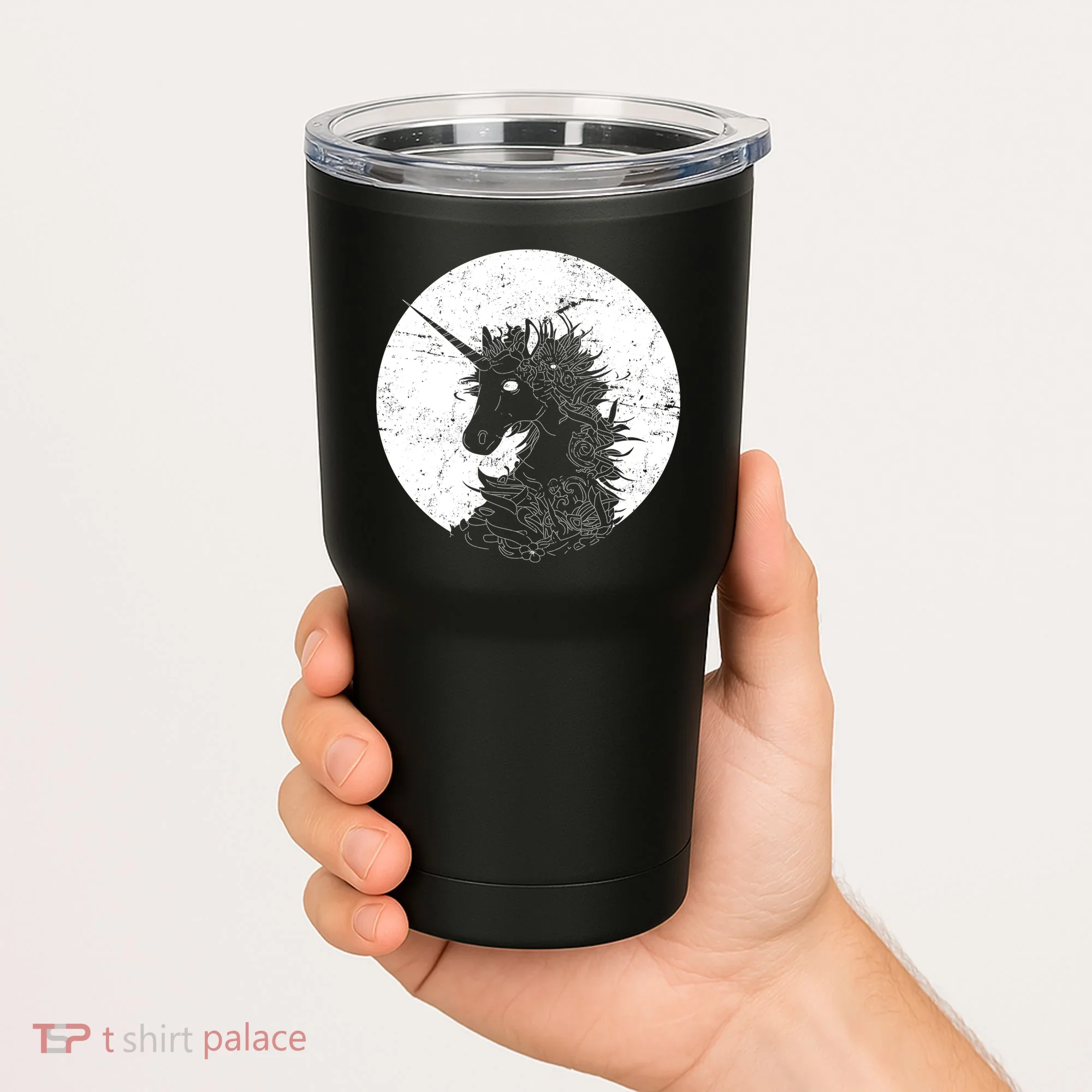 Distressed Unicorn Emblem Tumbler