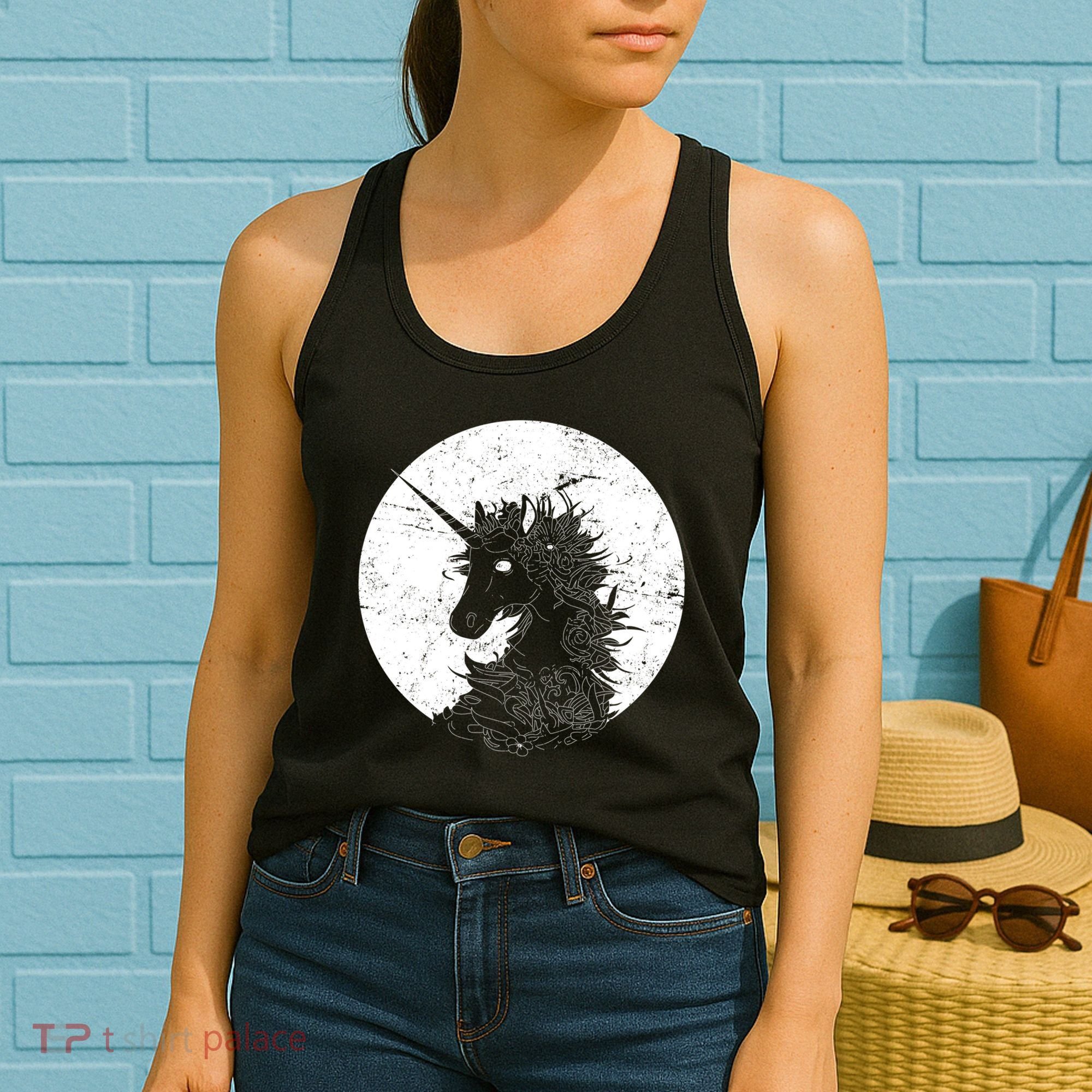 Distressed Unicorn Emblem Women's Tank Top