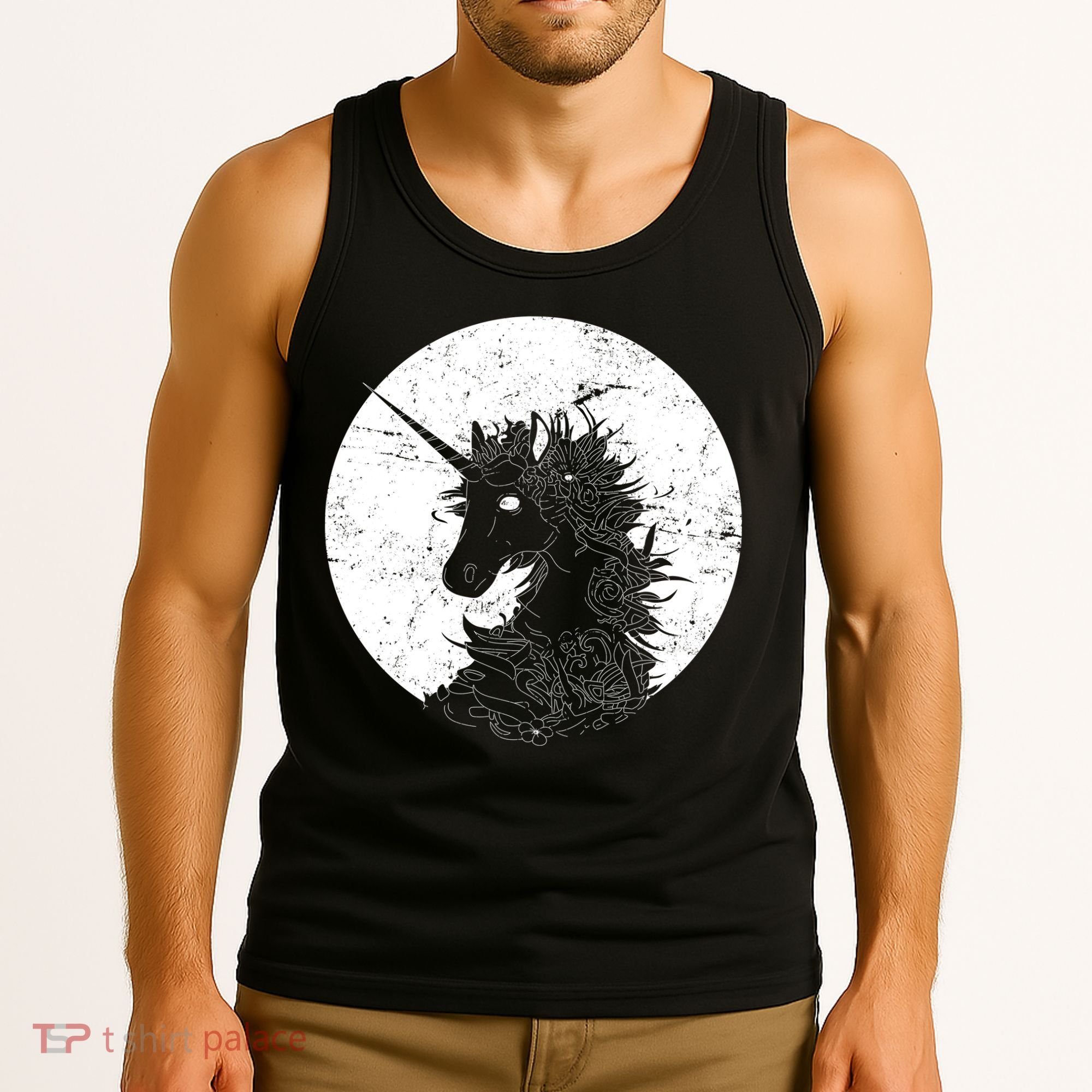 Distressed Unicorn Emblem Tank Top