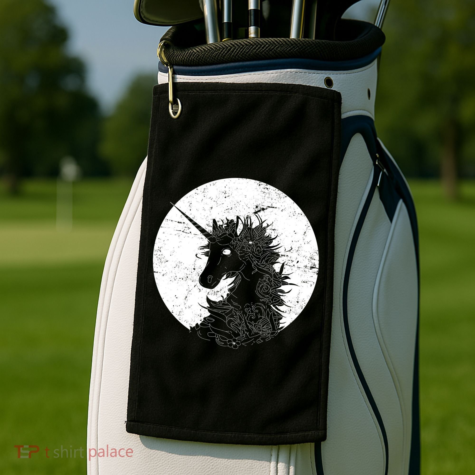 Distressed Unicorn Emblem Golf Towel