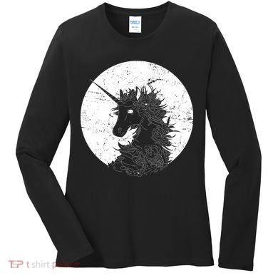 Distressed Unicorn Emblem Women's Long Sleeve Shirt