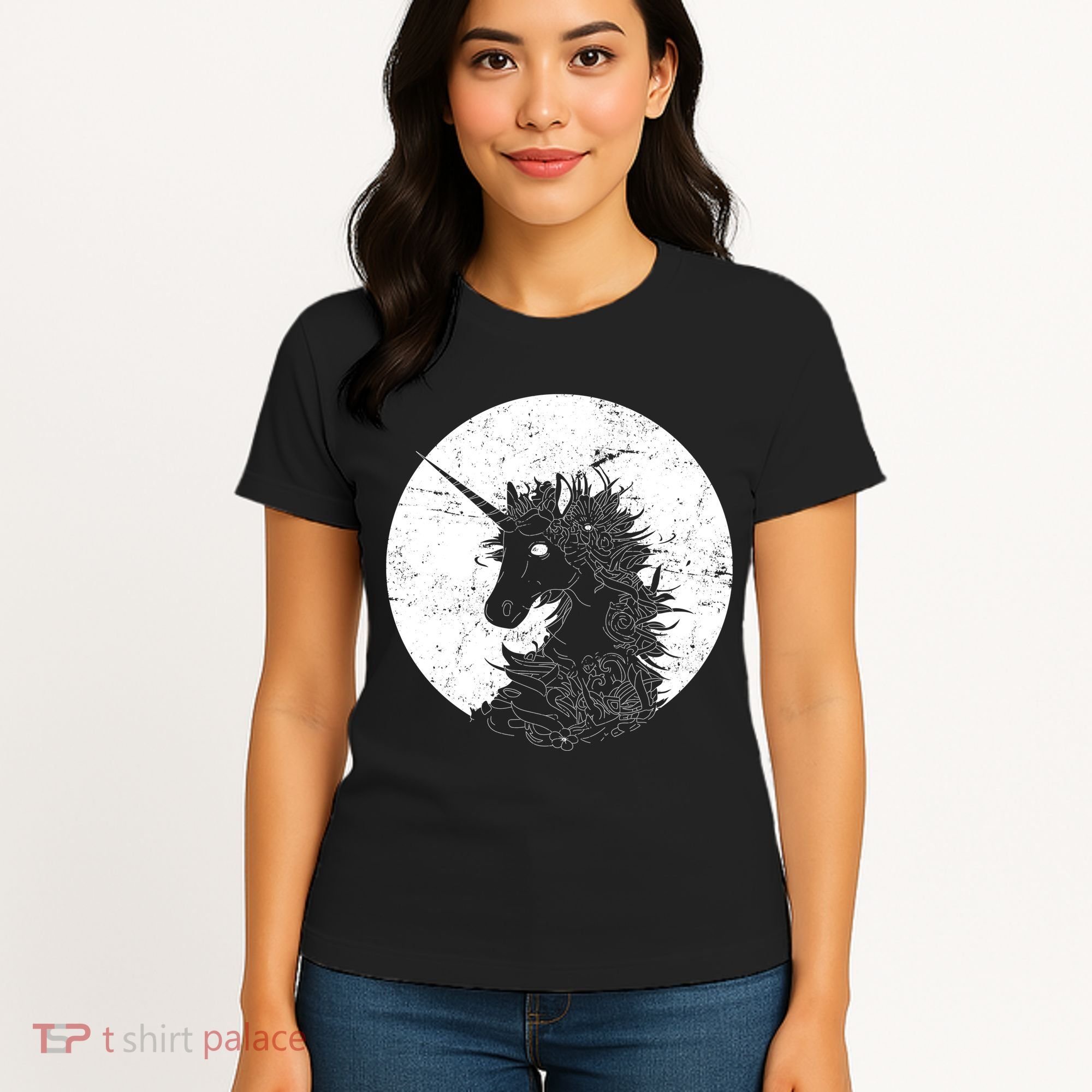 Distressed Unicorn Emblem Women's T-Shirt