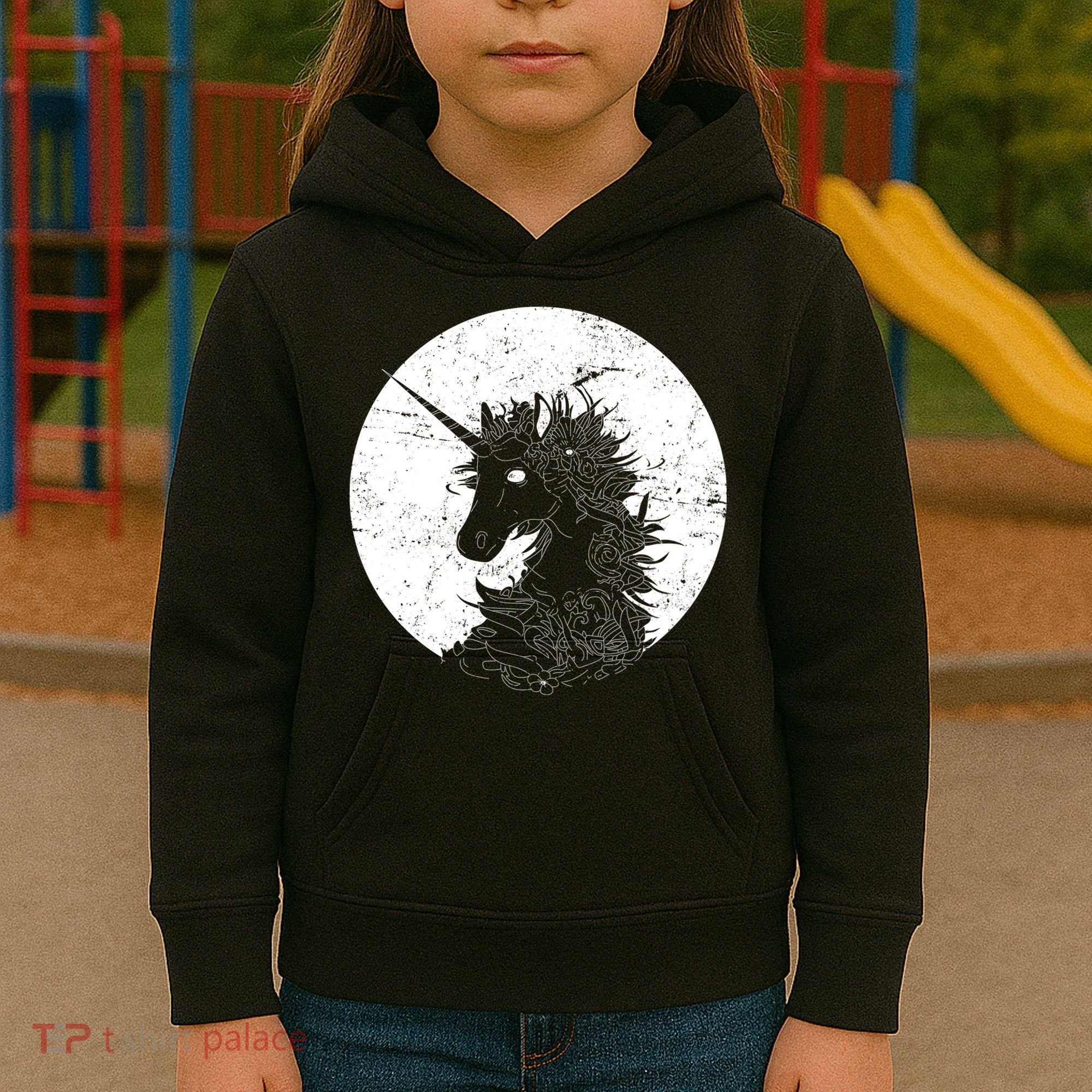 Distressed Unicorn Emblem Kids Hoodie