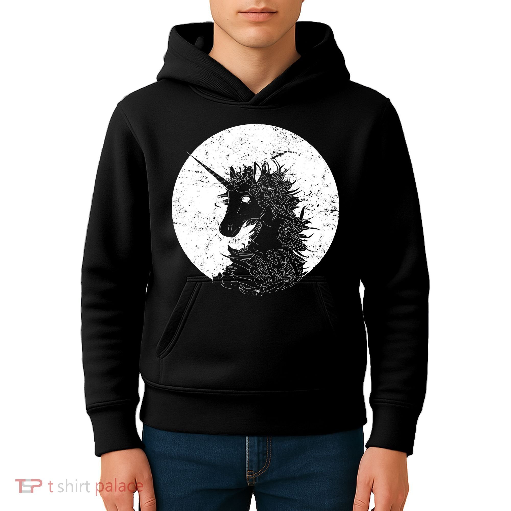 Distressed Unicorn Emblem Kids Hoodie