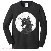 Distressed Unicorn Emblem Kids Long Sleeve Shirt thumb 0