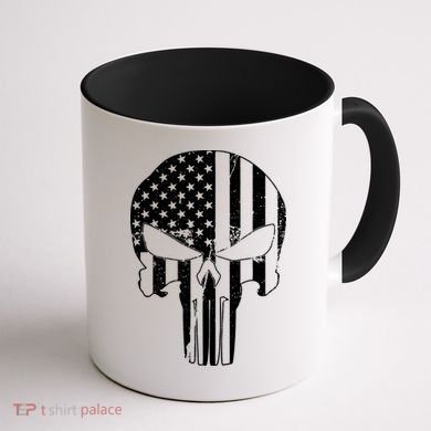Distressed USA American Skull Coffee Mug back