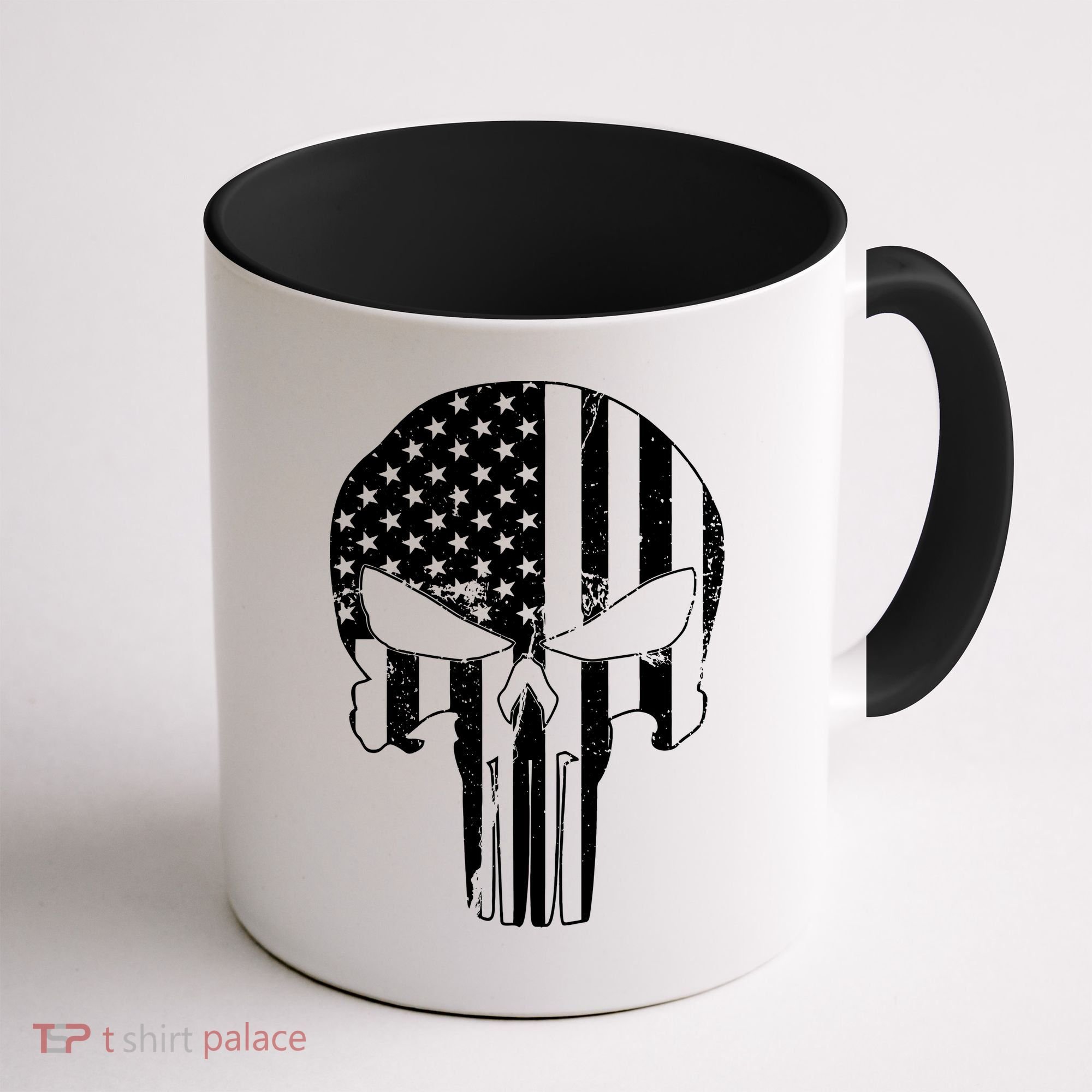 Distressed USA American Skull Coffee Mug