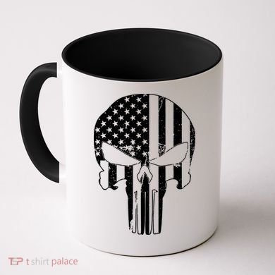 Distressed USA American Skull Coffee Mug