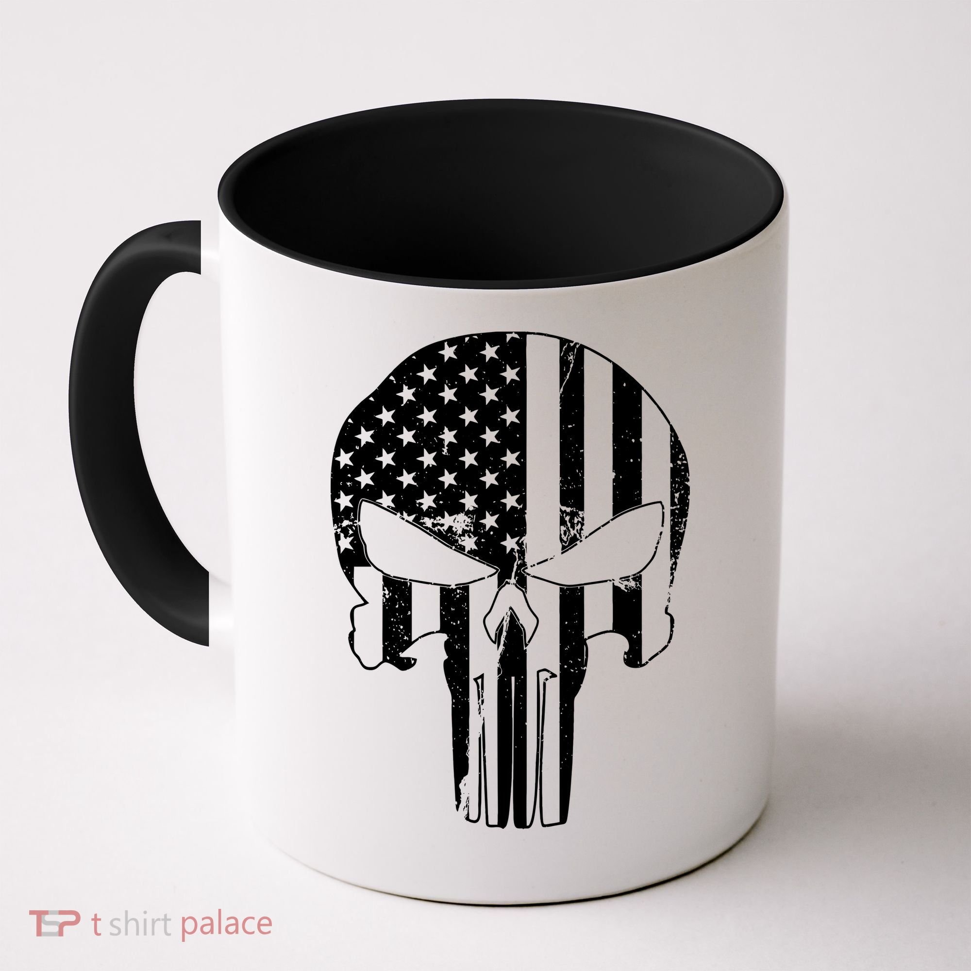 Distressed USA American Skull Coffee Mug