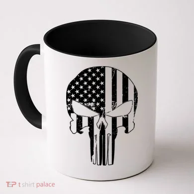 Distressed USA American Skull Coffee Mug