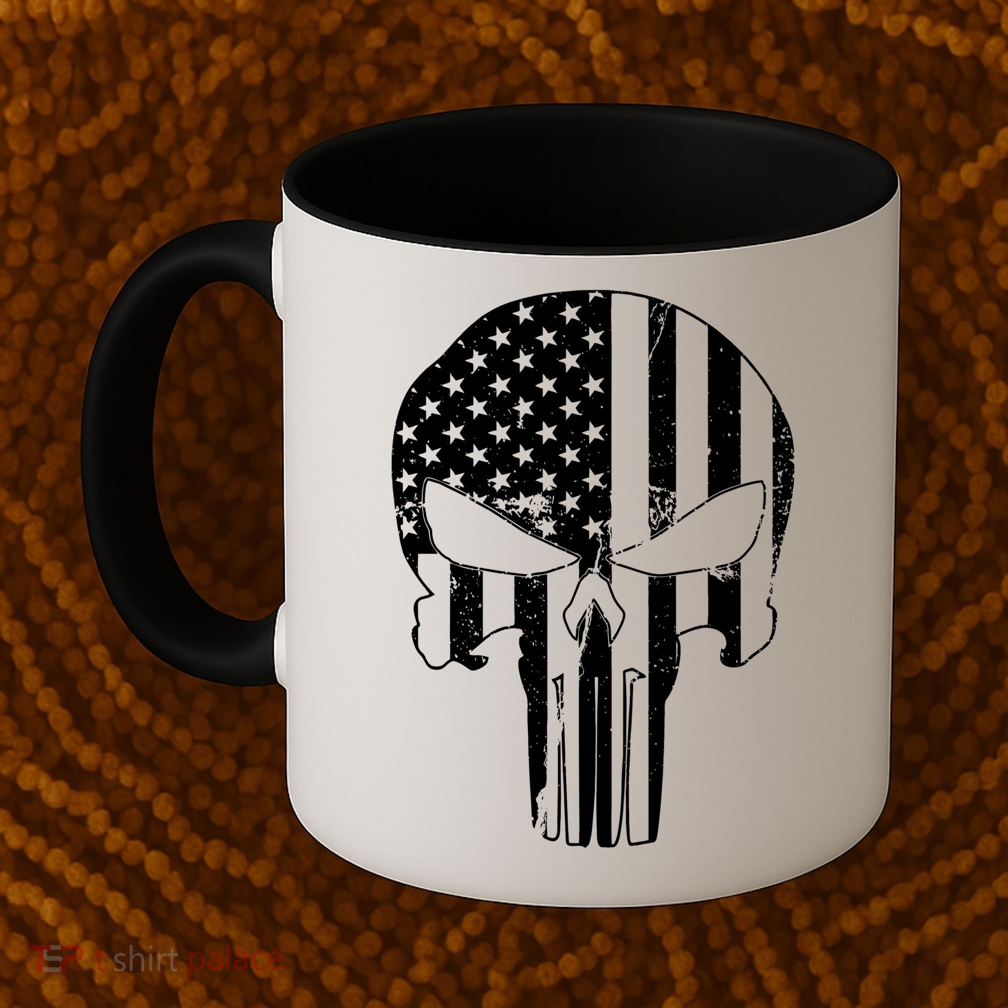 Distressed USA American Skull Coffee Mug