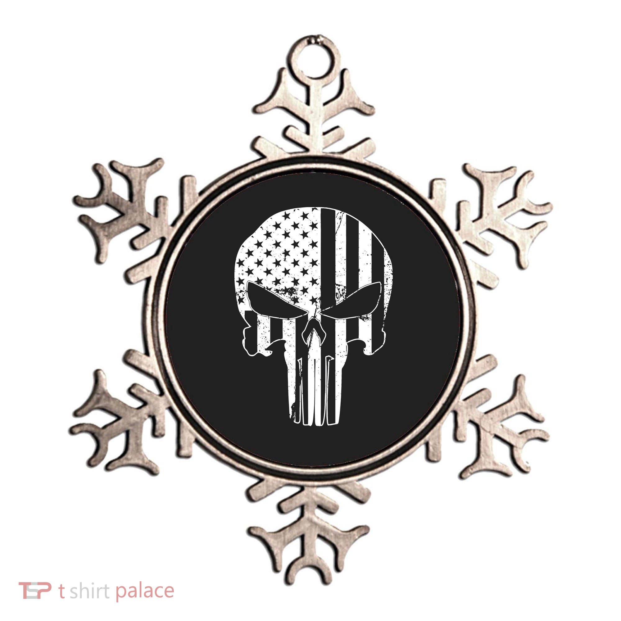 Distressed USA American Skull Ornament