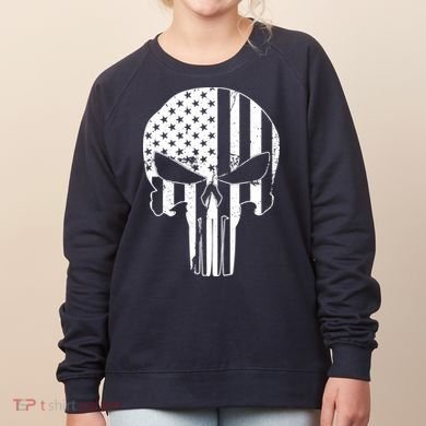 Distressed USA American Skull Women's Sweatshirt