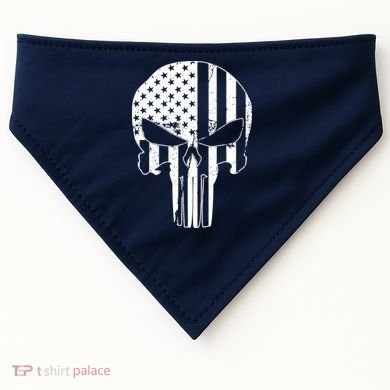 Distressed USA American Skull USA-Made Doggie Bandana