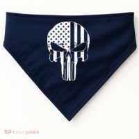 Distressed USA American Skull USA-Made Doggie Bandana thumb 0