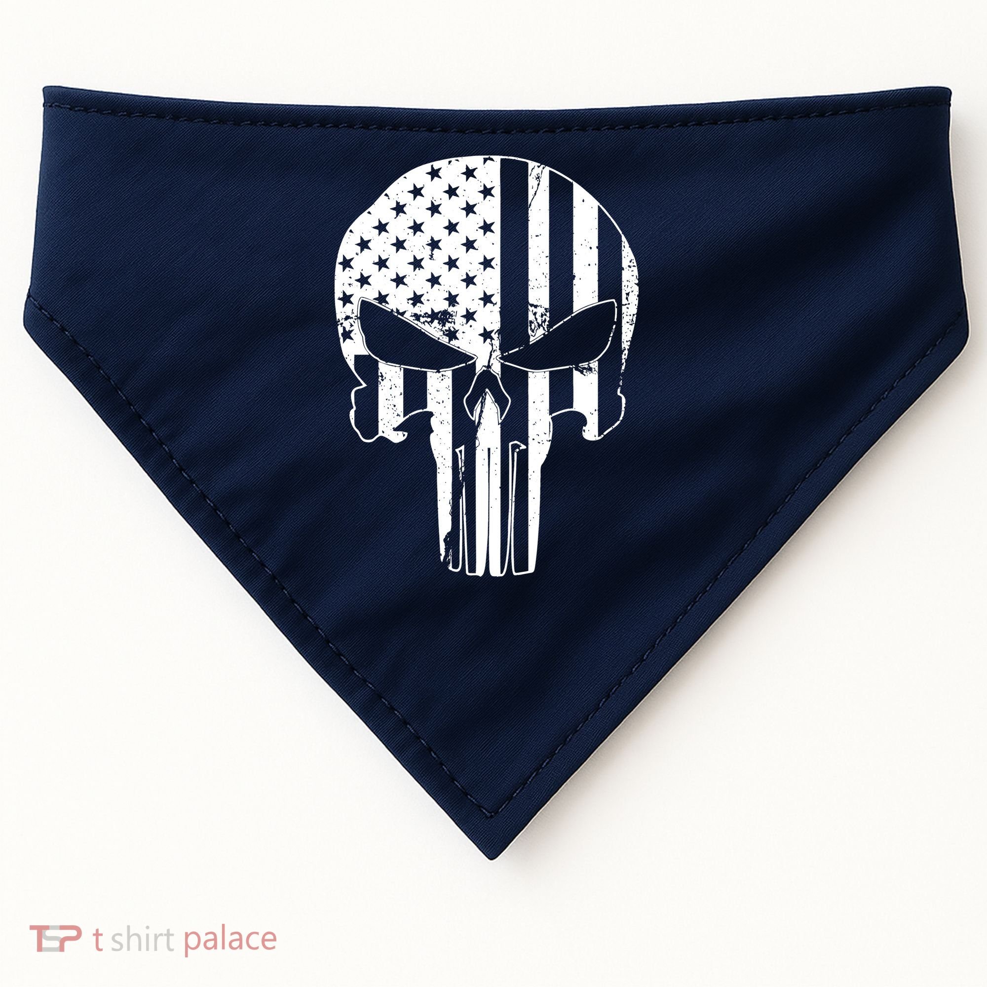 Distressed USA American Skull USA-Made Doggie Bandana