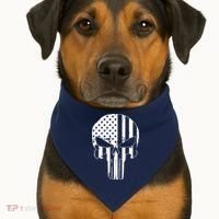 Distressed USA American Skull USA-Made Doggie Bandana thumb 1