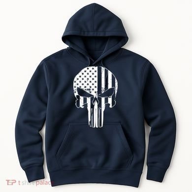 Distressed USA American Skull Hoodie