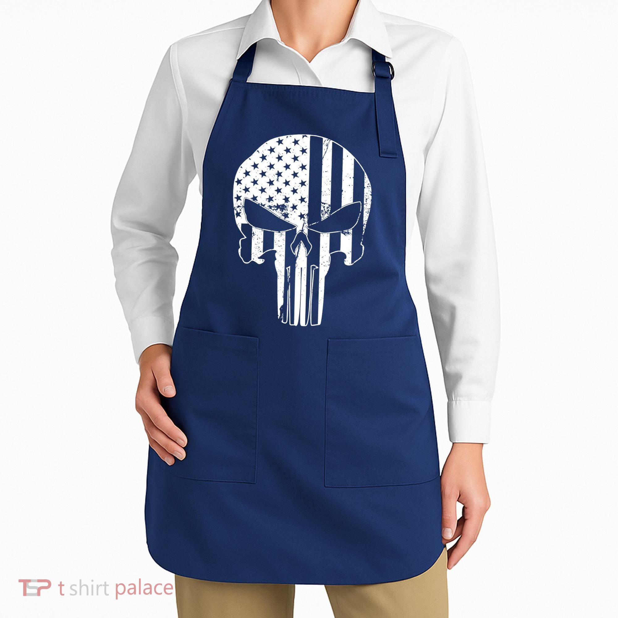 Distressed USA American Skull Apron
