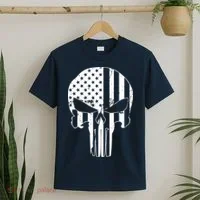 Distressed USA American Skull T-Shirt thumb 2