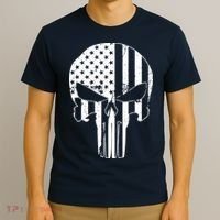 Distressed USA American Skull T-Shirt thumb 3