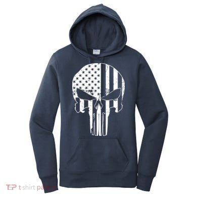 Distressed USA American Skull Women's Hoodie