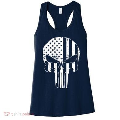 Distressed USA American Skull Women's Tank Top