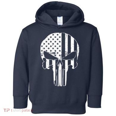 Distressed USA American Skull Toddler Hoodie