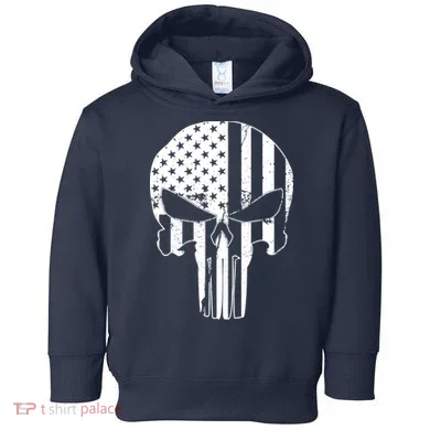 Distressed USA American Skull Toddler Hoodie