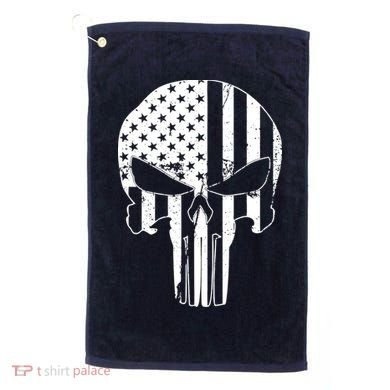 Distressed USA American Skull Golf Towel