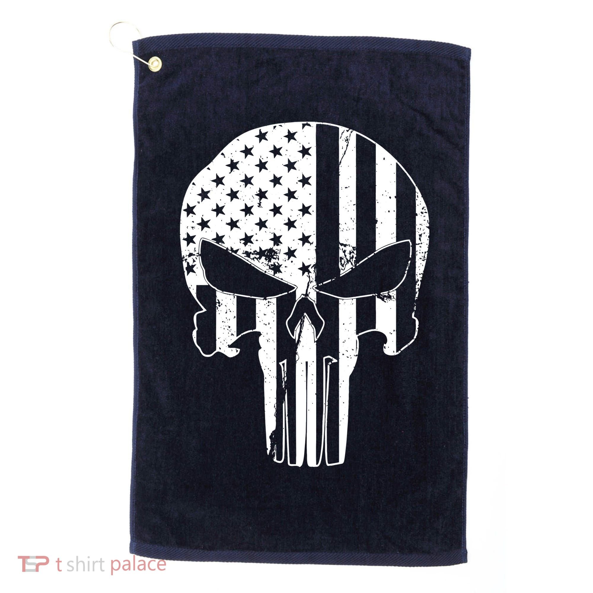 Distressed USA American Skull Golf Towel