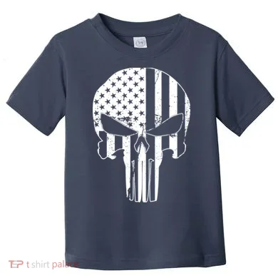 Distressed USA American Skull Toddler T-Shirt