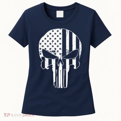 Distressed USA American Skull Women's T-Shirt