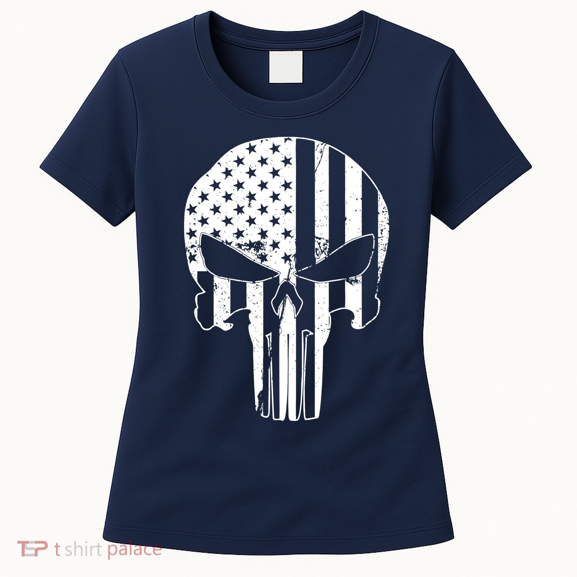 Distressed USA American Skull Women's T-Shirt