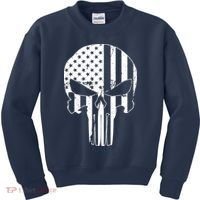 Distressed USA American Skull Kids Sweatshirt thumb 0