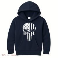 Distressed USA American Skull Kids Hoodie thumb 0